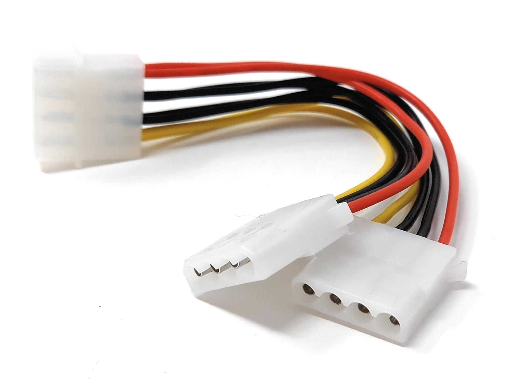 DRUT 15cm Molex 4 Pin Power Supply Y Splitter Cable 1 Male to 2 Female Compatible with drives that use IDE/EIDE/ATA/PATA/Molex Type Plugs