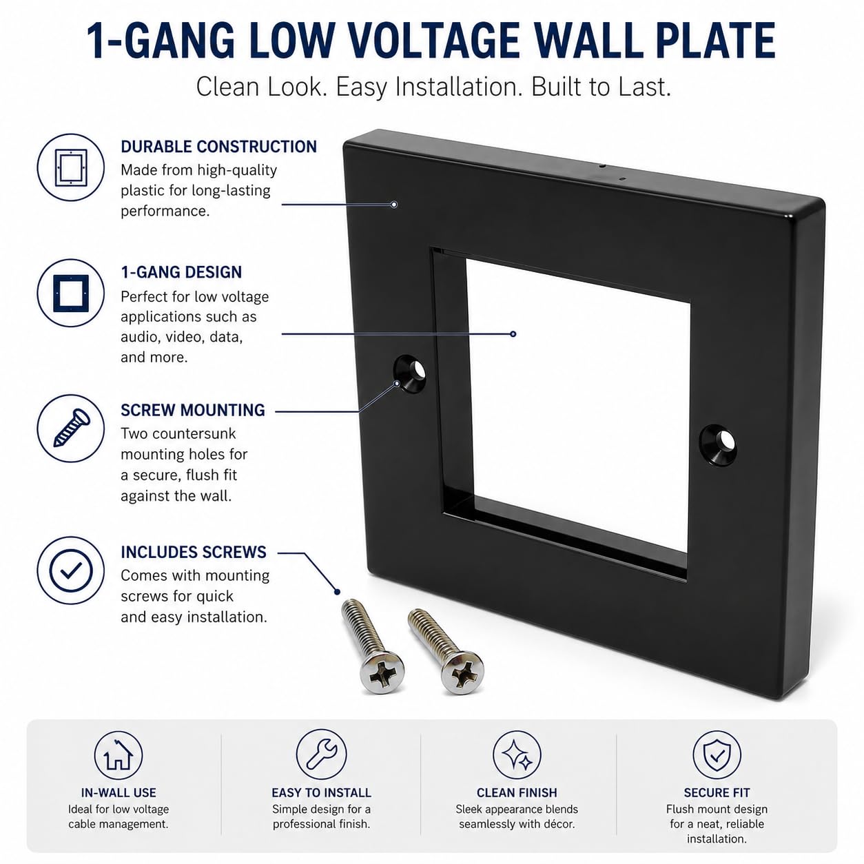 Single Gang 2 Port Euro Module Faceplate, 85 x 85mm Wall Plate for AV, RJ45, HDMI, USB & Keystone Modules, White Modular Faceplate for Home & Office Networking