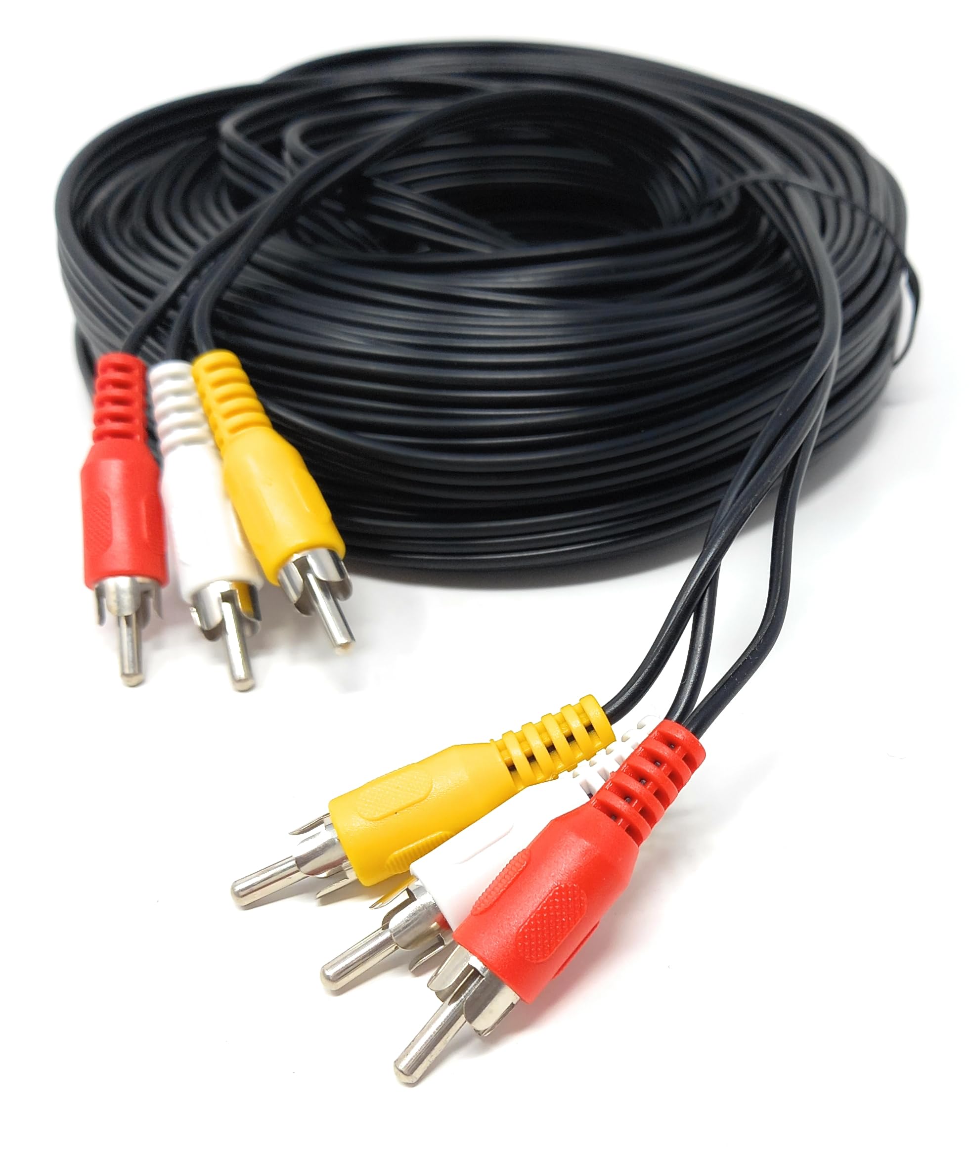 DRUT Triple 3 x RCA to RCA Phono Plugs to Plugs Composite, Audio Video Male to Male Cable Lead Nickel Contacts