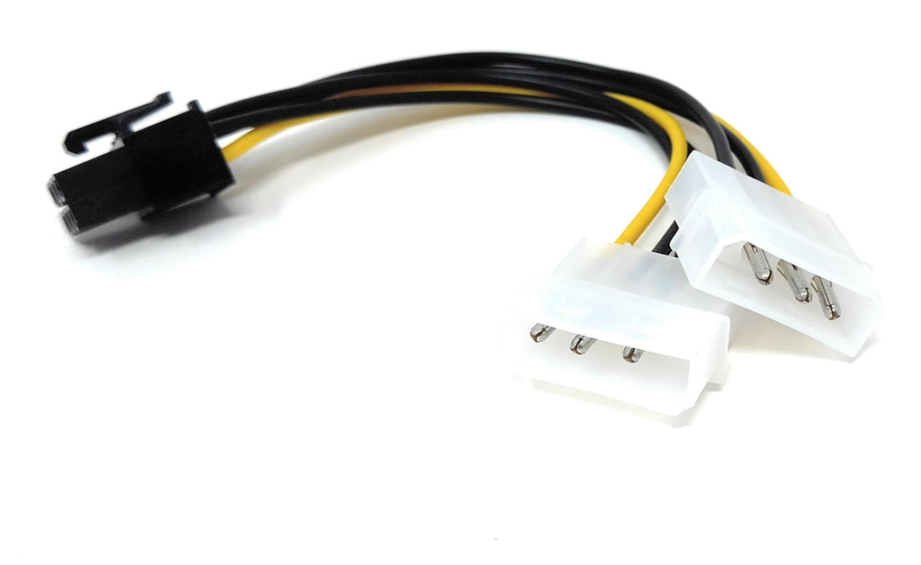 DRUT 15cm 6 PIN PCI Express to 2 x MOLEX LP4 Power Adapter Cable Lead