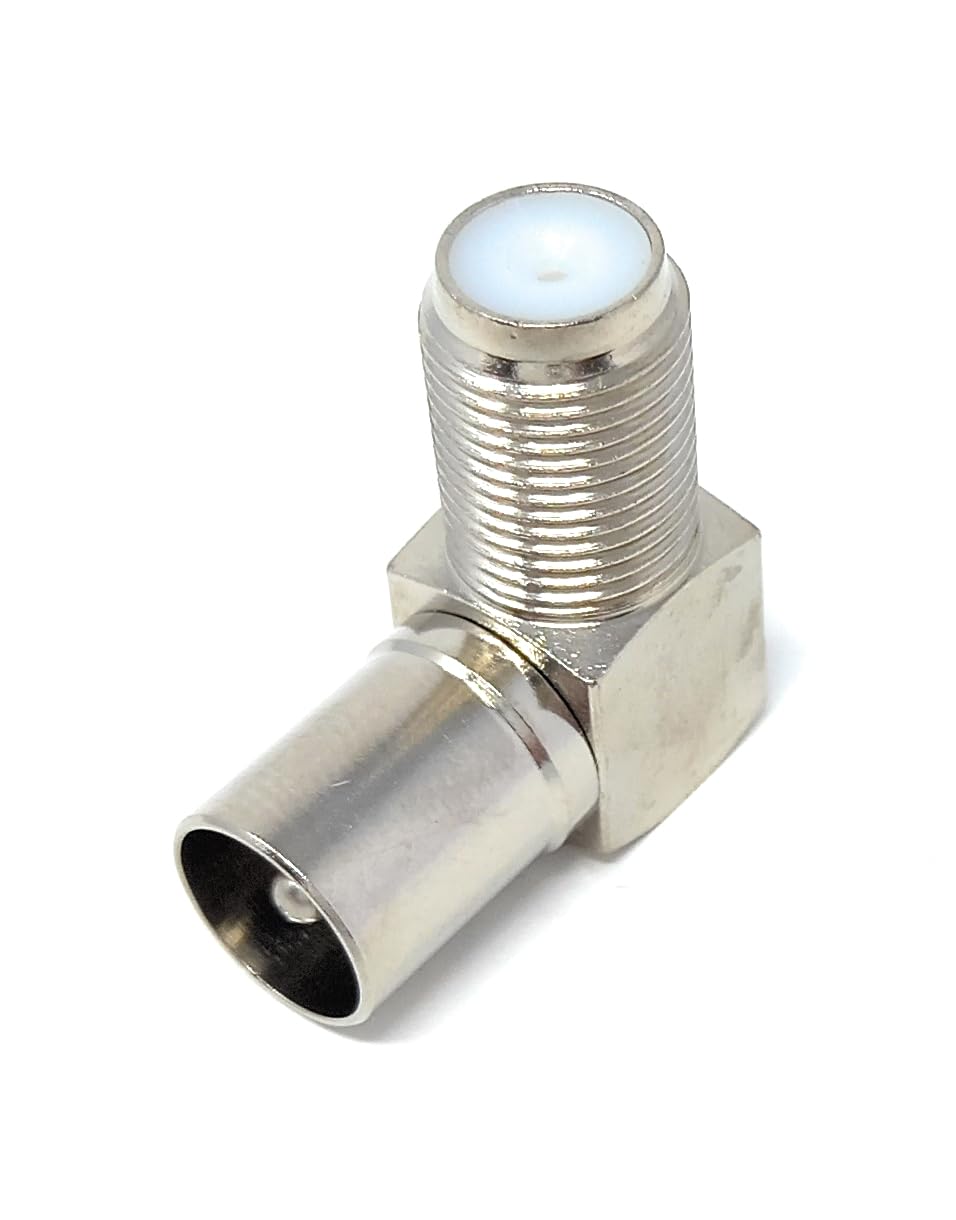 DRUT F Type Screw Female to TV RF Male Jack Satellite Right Angle Adapter