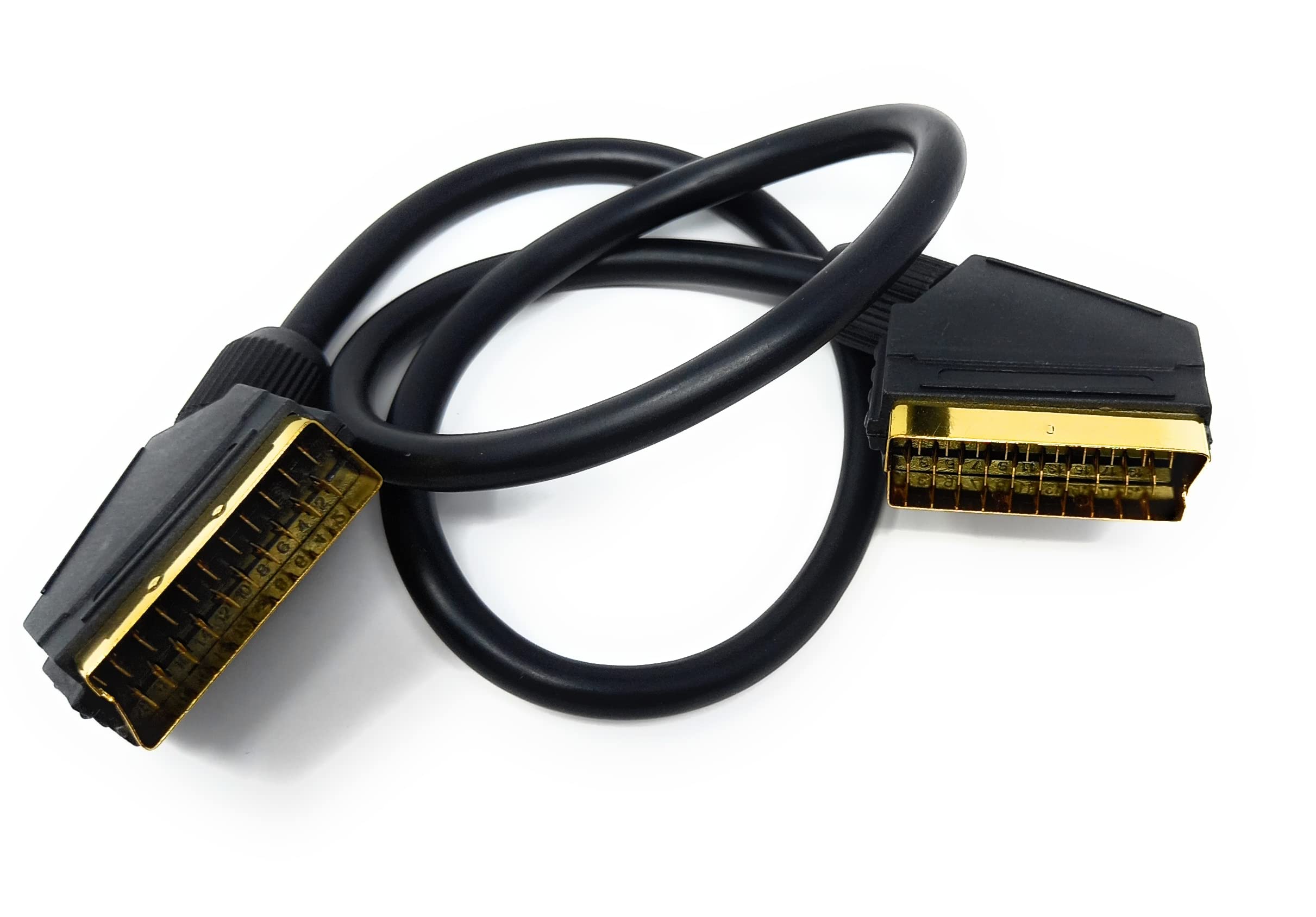 DRUT Scart to Scart Cable Lead, 21 Pin Male to Male (Plug to Plug) RGB Cord for TV, VCR, DVD Player Gold Plated