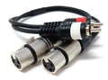 DRUT Twin 2 x XLR Female Sockets to 2 x RCA Phono Male Plugs Shielded Stereo Audio Cable Compatible with Mixers, Amplifiers, Music Instruments