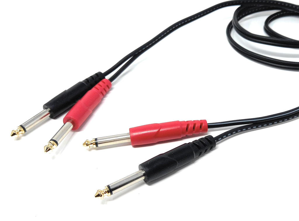 DRUT 2x 6.35mm (1/4") Mono Jack to 2x 6.35mm Mono TS Jack Audio Cable – Twin Signal Patch Lead for Mixers, Controllers, DJ & Audio Equipment, Gold Ends