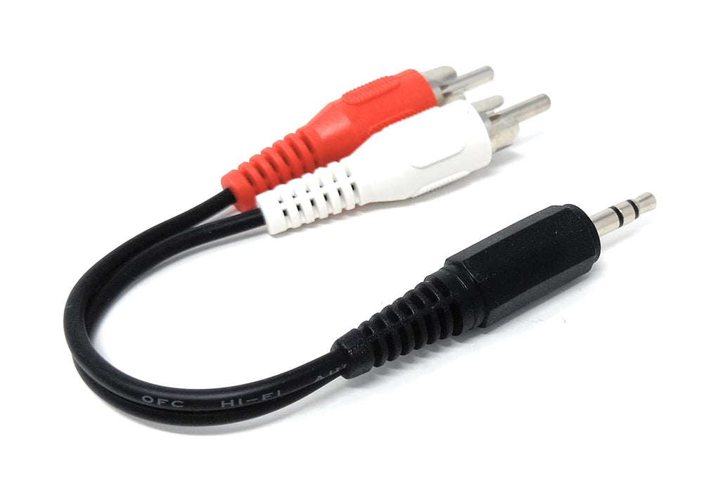 DRUT 3.5mm Stereo AUX Jack to 2 x RCA Phono Stereo Audio Cable Lead, Nickel Connectors