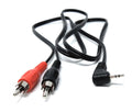 DRUT 2.5mm Stereo Right Angled Jack Plug to 2 x RCA Phono Plugs Audio Cable Lead