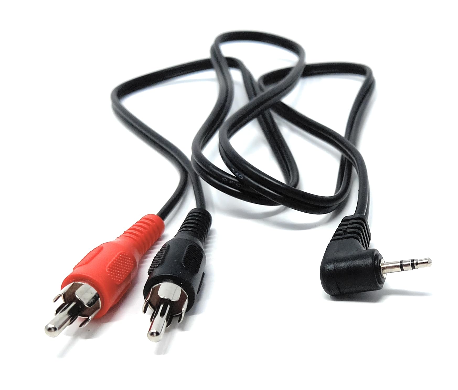 DRUT 2.5mm Stereo Right Angled Jack Plug to 2 x RCA Phono Plugs Audio Cable Lead