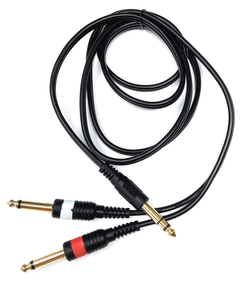 DRUT 6.35mm Stereo Jack to Twin 6.35mm Mono Jacks Male to Male TRS Cable
