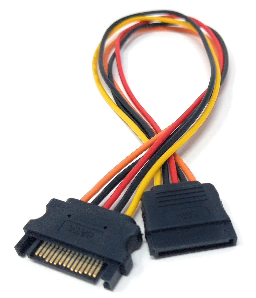 25cm 15 Pin SATA Extension Power Cable, Male to Female Extender Cord Adapter for Hard Drive Disk, SSD, HDD, PCI-E