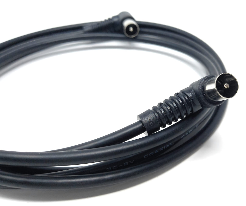 DRUT TV RF Right Angle 90' Male Plug to Male Plug Coaxial TV Freeview Cable Lead 75 Ohm