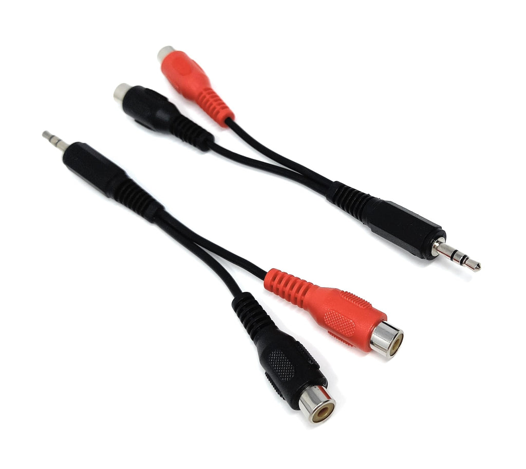 DRUT 15cm 3.5mm Stereo Jack Plug to Twin RCA Phono Sockets Audio Cable Adapter Splitter Lead
