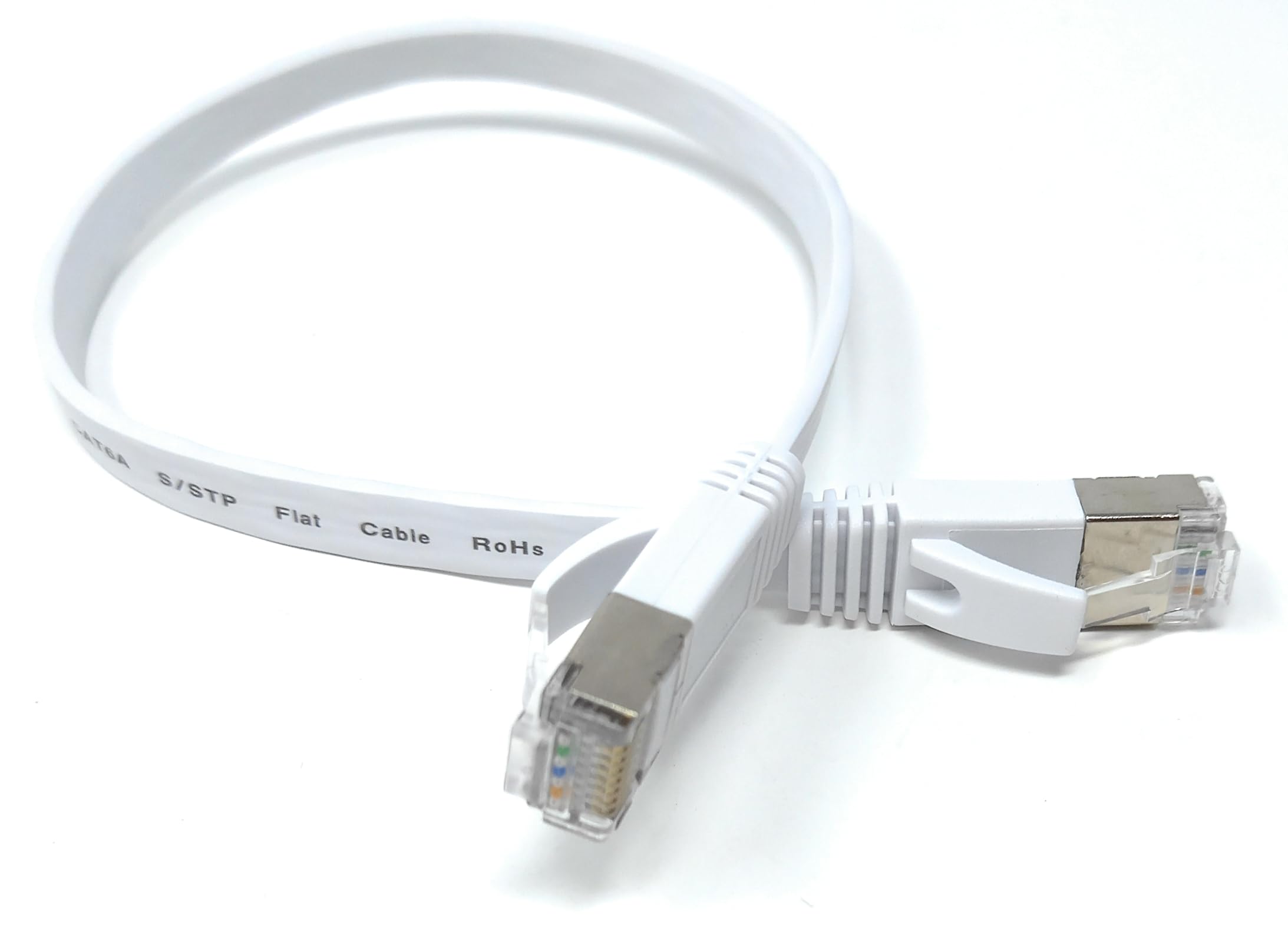 DRUT Flat CAT6a/Cat6 Shielded S/STP 500MHz RJ45 Ethernet LAN 10 gigabit connections, Full Copper Cable Lead, for Routers, Switches, PCs, Gaming Consoles