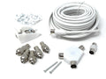 DRUT 15m TV Cable Extension DIY Kit Coaxial Cable, 5 x Coaxial Plugs, 1 x Coaxial Couple, 1 x 2 Way Splitter, 1 x Coaxial Surface Mount Socket and 50 Cable Clips,