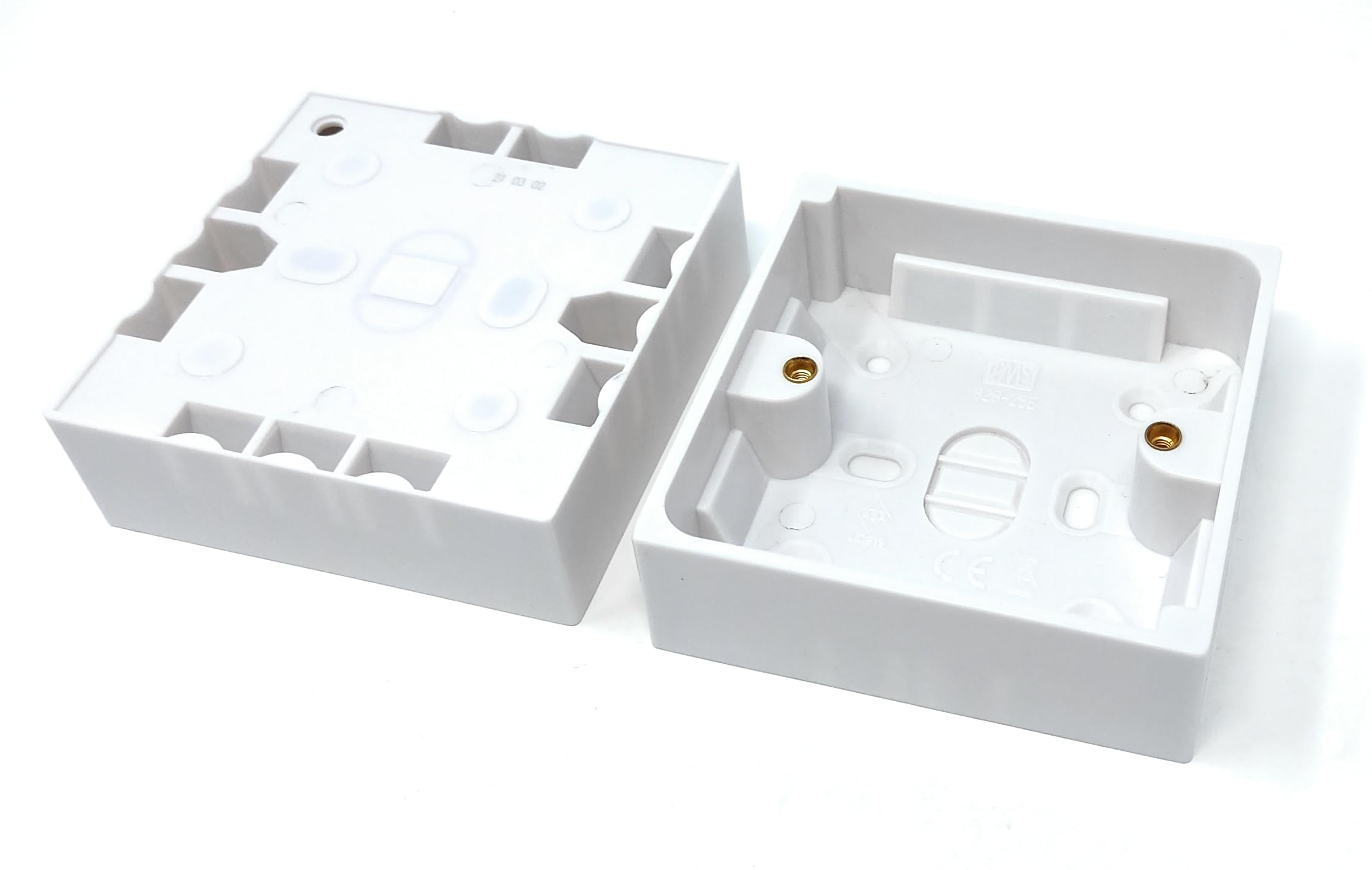 1 Gang Surface Mount Back Box Pattress Box (25mm x 85mm x 85mm) White