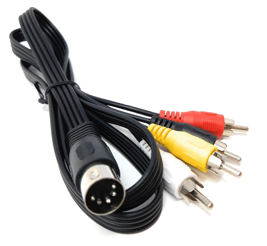 DRUT 5 Pin Midi Din Male to 4x RCA Male Audio Adapter Cable, Compatible with Cassette Player, CD, Amplifier, Music Instruments