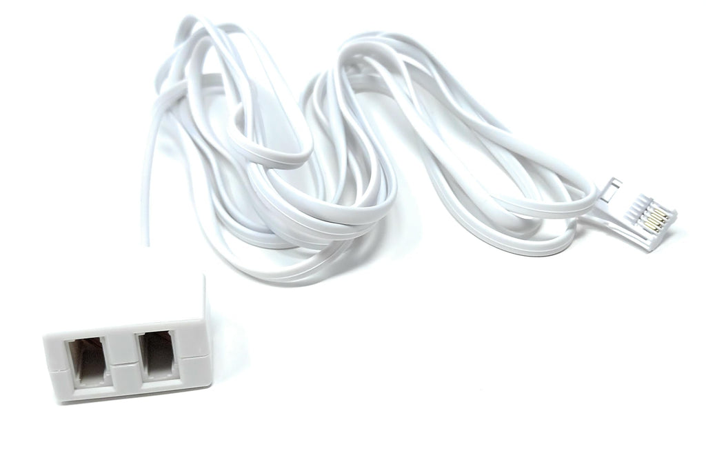 Twin BT Extension Lead, One Jack to Two Sockets, Double Telephone Splitter Cable