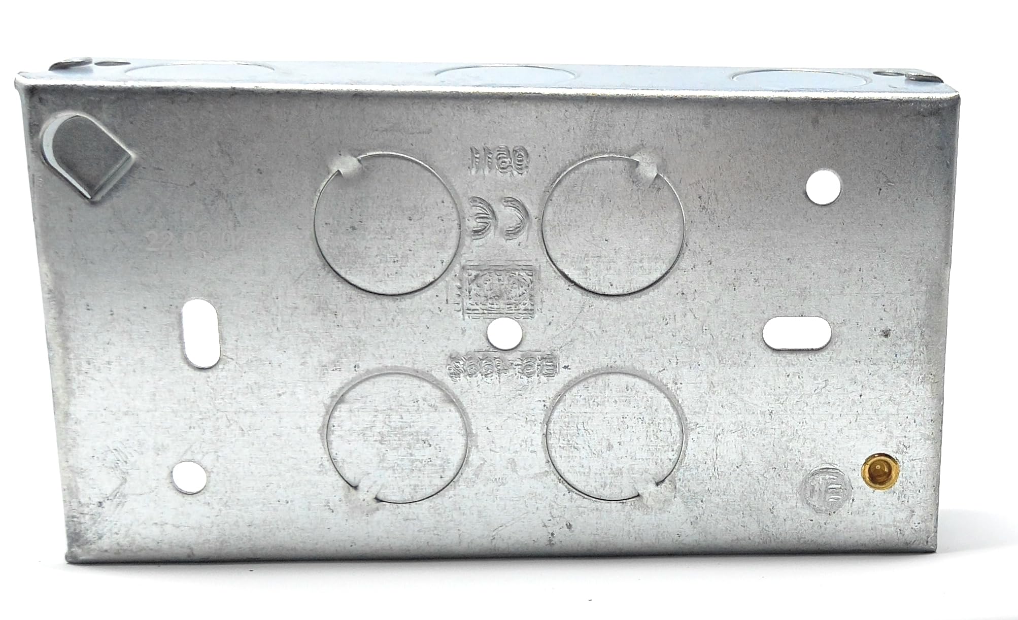 2 Gang Metal Surface Mount Back Box Pattress Box (25mm Deep) Fitted With Earth Terminals