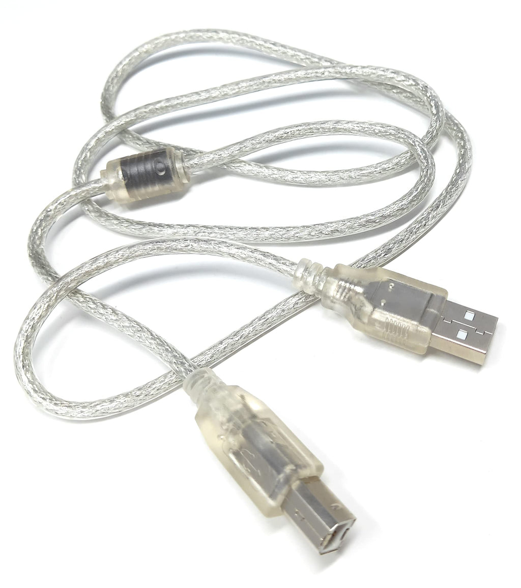 DRUT 1m USB A to B 2.0 24AWG High Speed Cable Lead for Printer, Scanner, Music Instrument 3.3ft Clear
