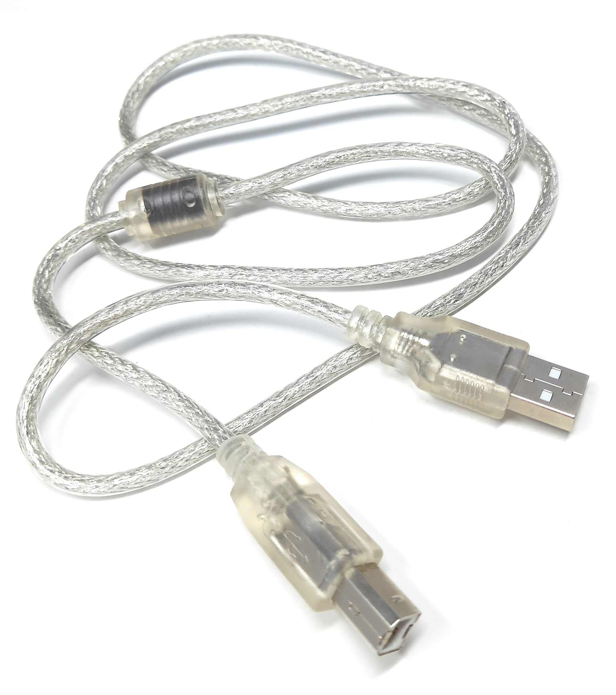 DRUT 1m USB A to B 2.0 24AWG High Speed Cable Lead for Printer, Scanner, Music Instrument 3.3ft Clear