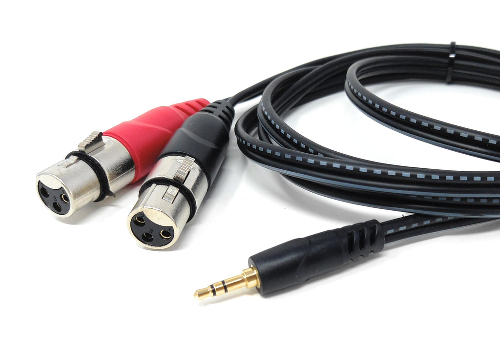 DRUT 3.5mm Stereo Jack to 2 x XLR Female Cable – Audio Splitter Lead for Microphones, Mixers, Speakers, DJ, Studio and Recording Equipment