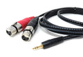DRUT 3.5mm Stereo Jack to 2 x XLR Female Cable – Audio Splitter Lead for Microphones, Mixers, Speakers, DJ, Studio and Recording Equipment