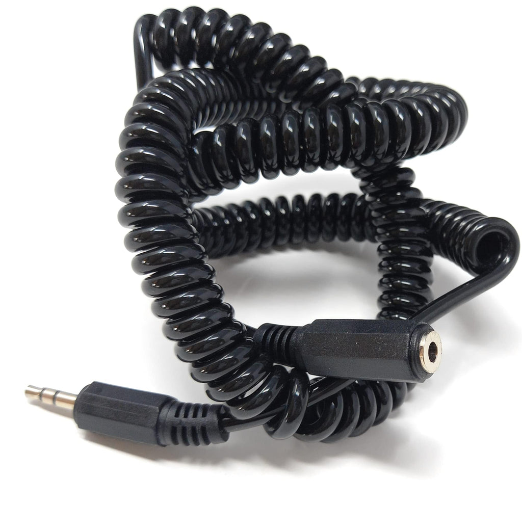 DRUT 3.5mm Stereo Jack to 3.5mm Socket Headphone, Speaker, HI-FI Extension Coiled Cable Lead