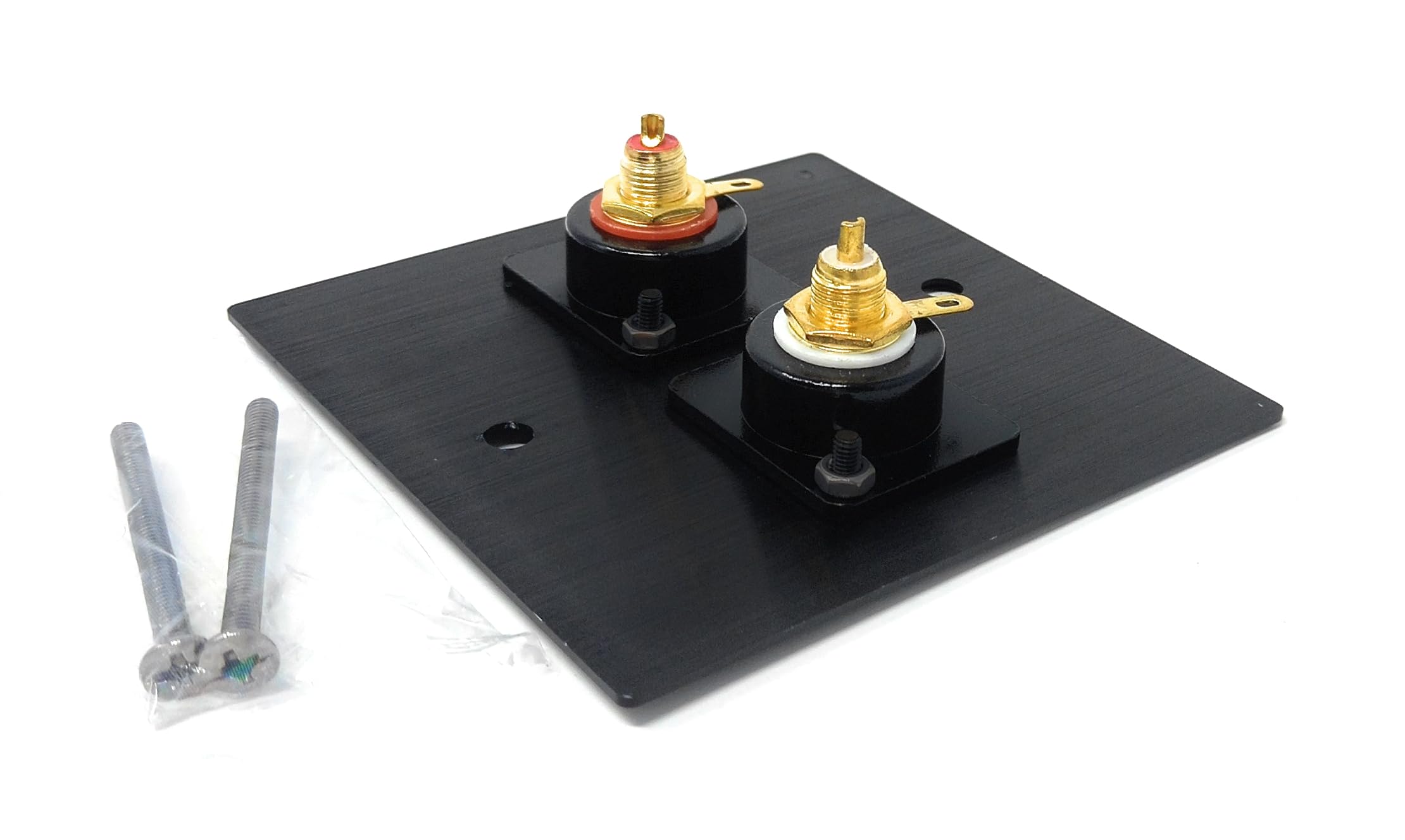 Brushed Aluminium Dual RCA Phono Socket Female AV Audio Video D-Series Outlet Wall Faceplate – Durable Metal Plate with Screws Included