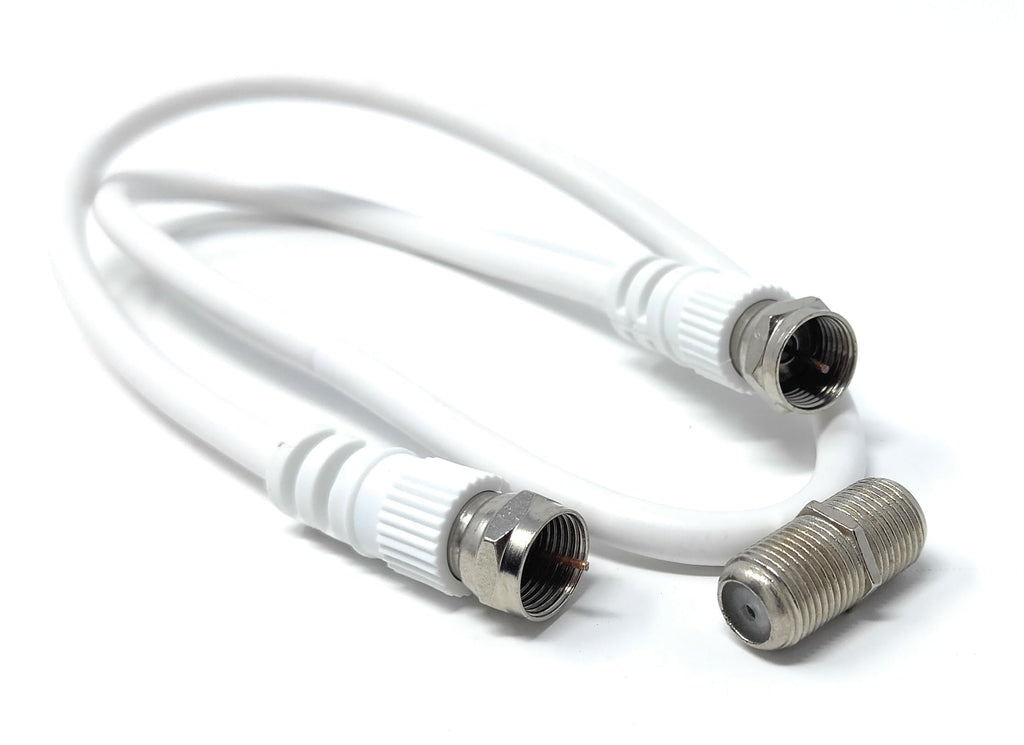 DRUT F-Type Connector TV RG6 Cable With (F-Type Female Coupler) Compatible With STB, Dish TV, Satellite, Antenna Coax Cable Lead