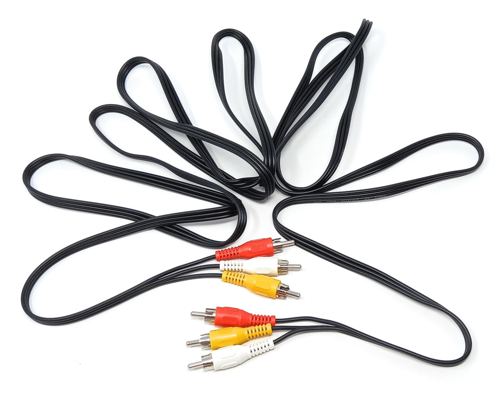 DRUT Triple 3 x RCA to RCA Phono Plugs to Plugs Composite, Audio Video Male to Male Cable Lead Nickel Contacts