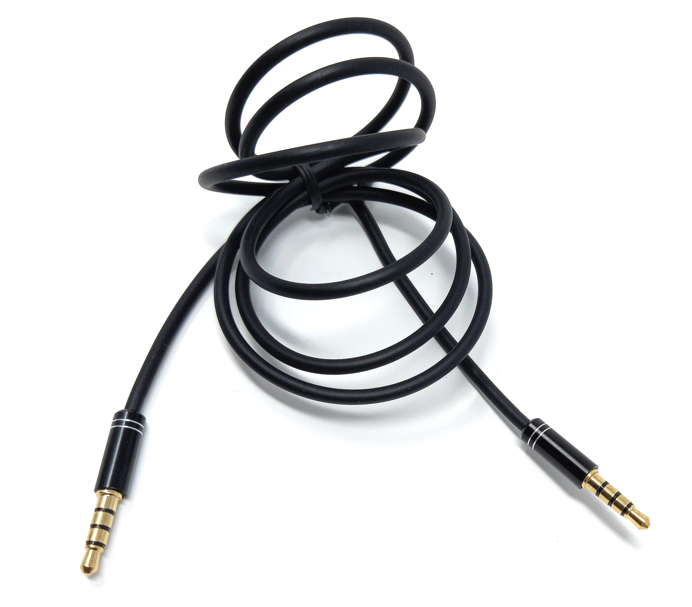 DRUT 3.5mm Jack to Jack 4 Pole Male Audio Stereo Cable Flexible Rubber Shield Lead, Gold Connectors