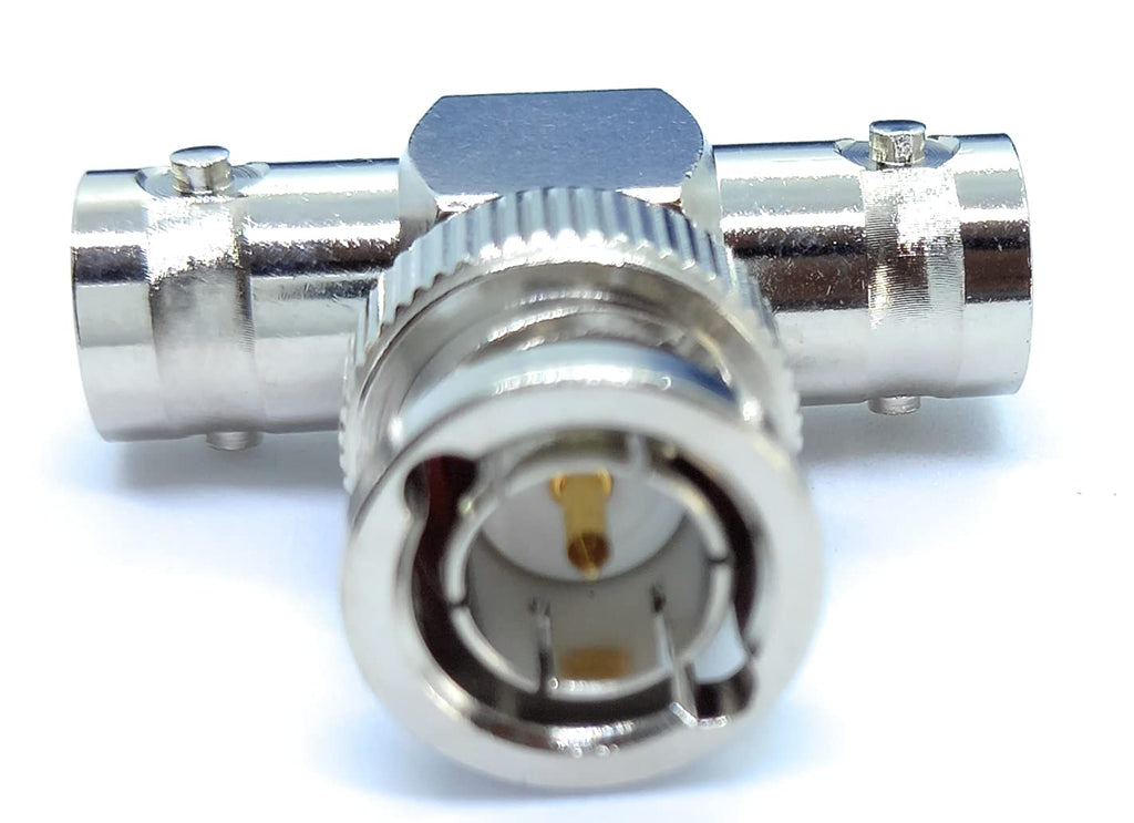 BNC T Shape 3 Way BNC 1 Male to 2 Female RF Adapter Connector Coupler for CCTV Camera Video SDI/BNC Cable Joining Extension Coaxial