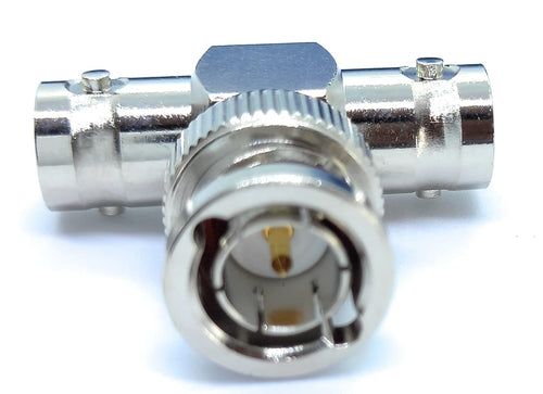 BNC T Shape 3 Way BNC 1 Male to 2 Female RF Adapter Connector Coupler for CCTV Camera Video SDI/BNC Cable Joining Extension Coaxial