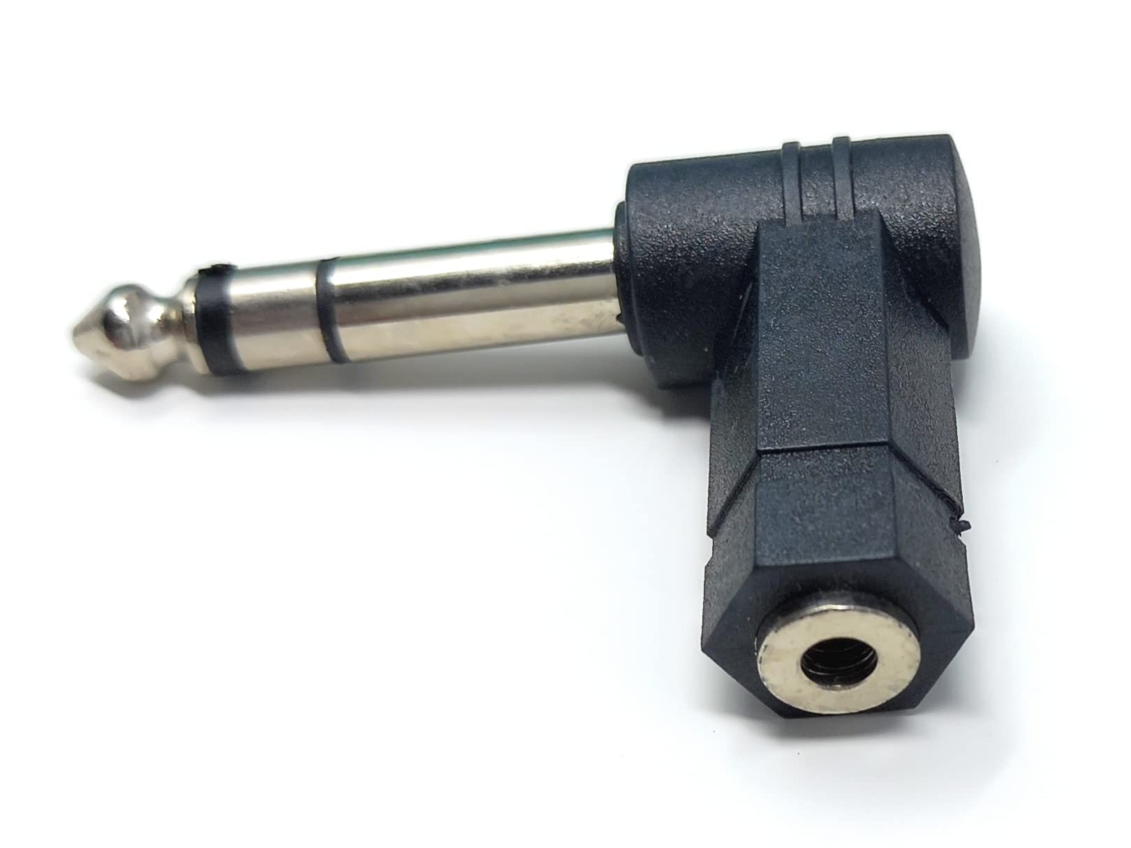 DRUT 1pcs 6.35mm STEREO Jack Plug to 3.5mm Female Socket Right Angle 90'' Cable Adapter