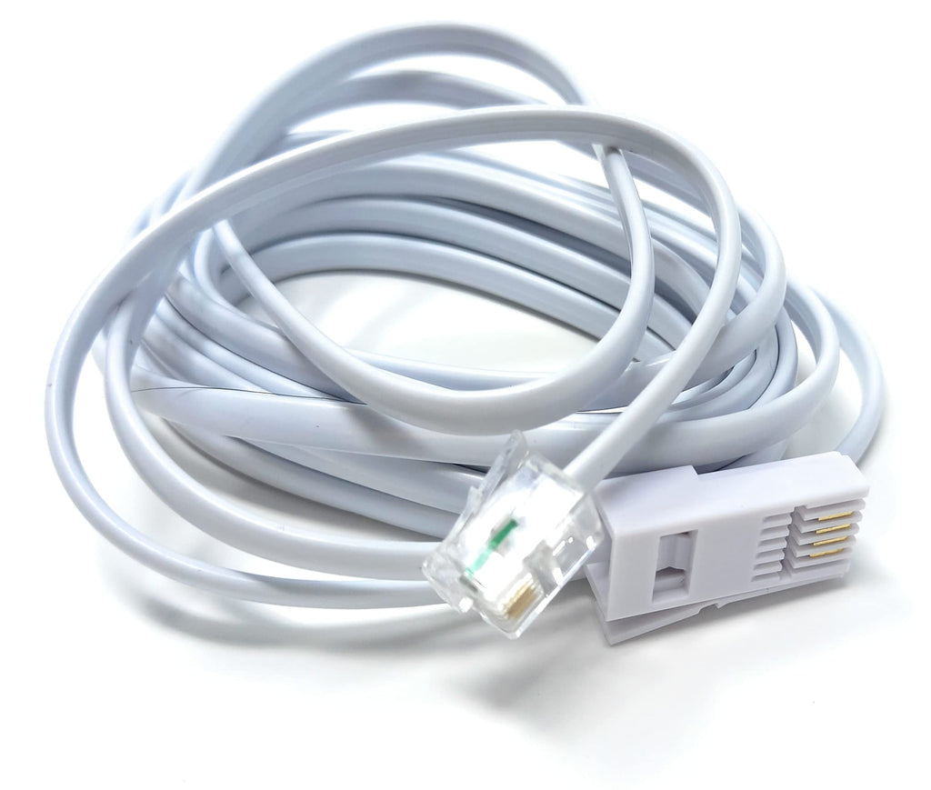 DRUT RJ11 to BT, 4 Pin Male to Male Rollover Cable Modem Router Lead Cord VDSL/ADSL (not for telephone)