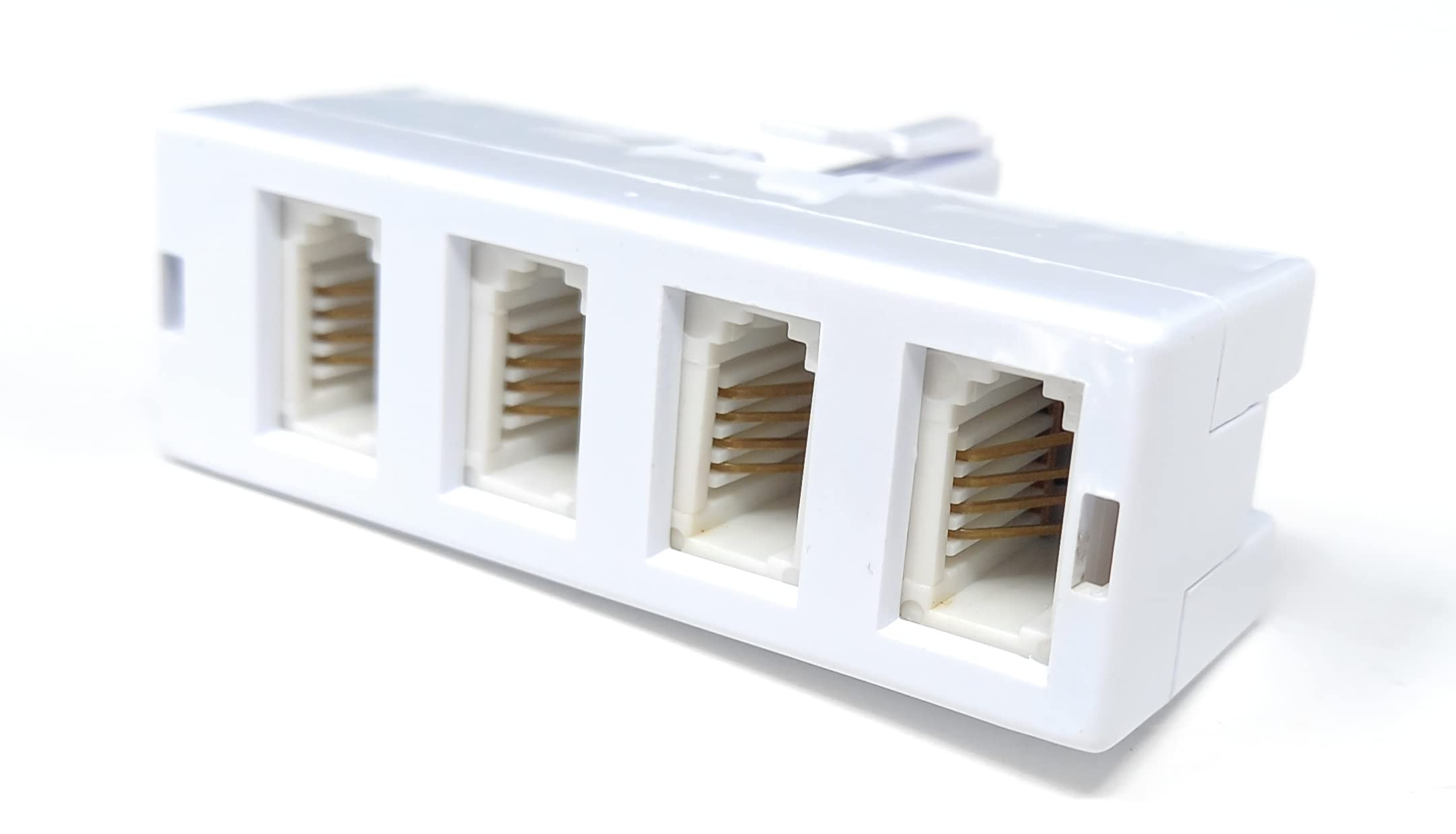 DRUT BT 1x BT Plug - 4x BT Sockets Telephone Splitter BT Phone Lines T Shaped Cable Adapter, White