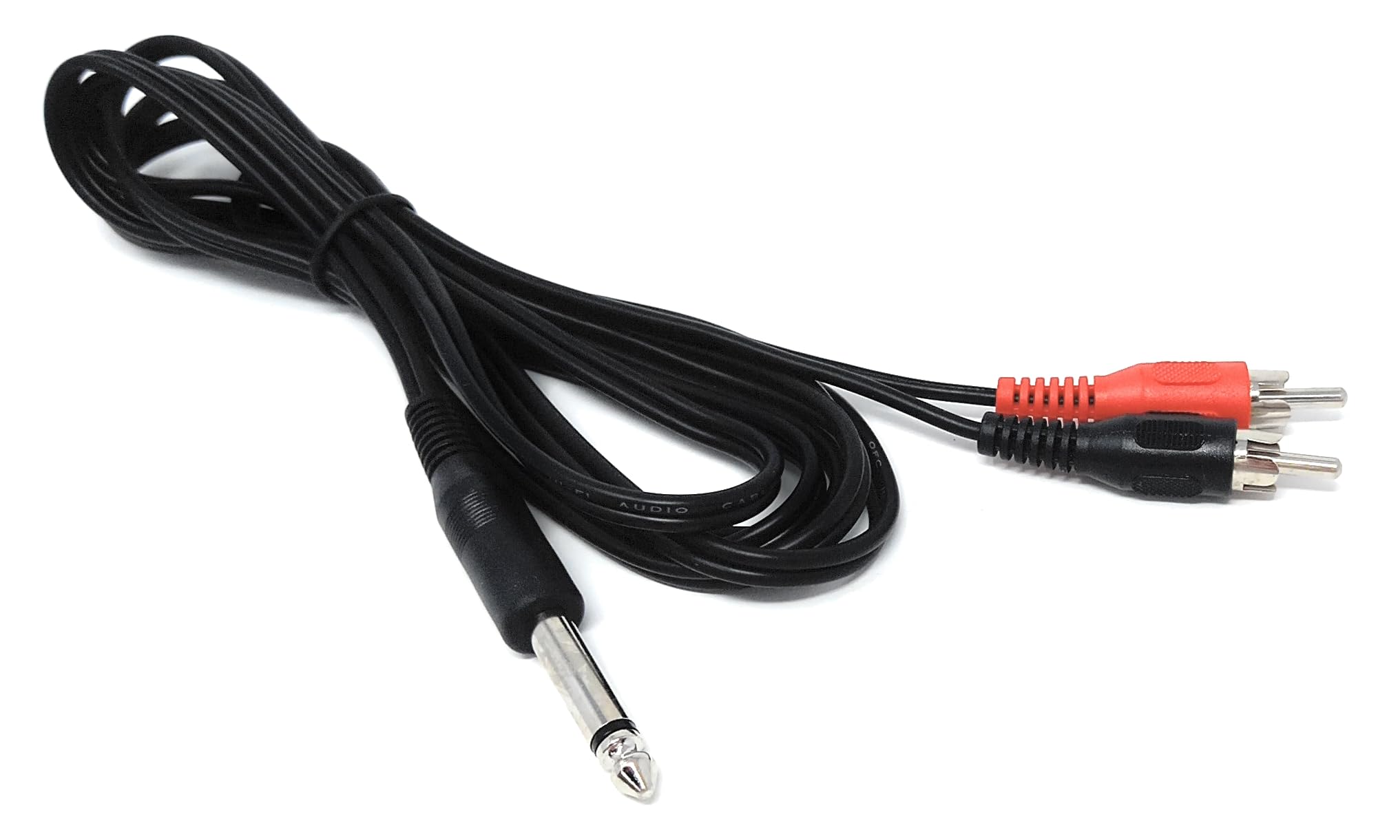 DRUT 6.35mm Mono TS Jack to 2 x RCA Phono Plug to Plug Lead, Audio Cable