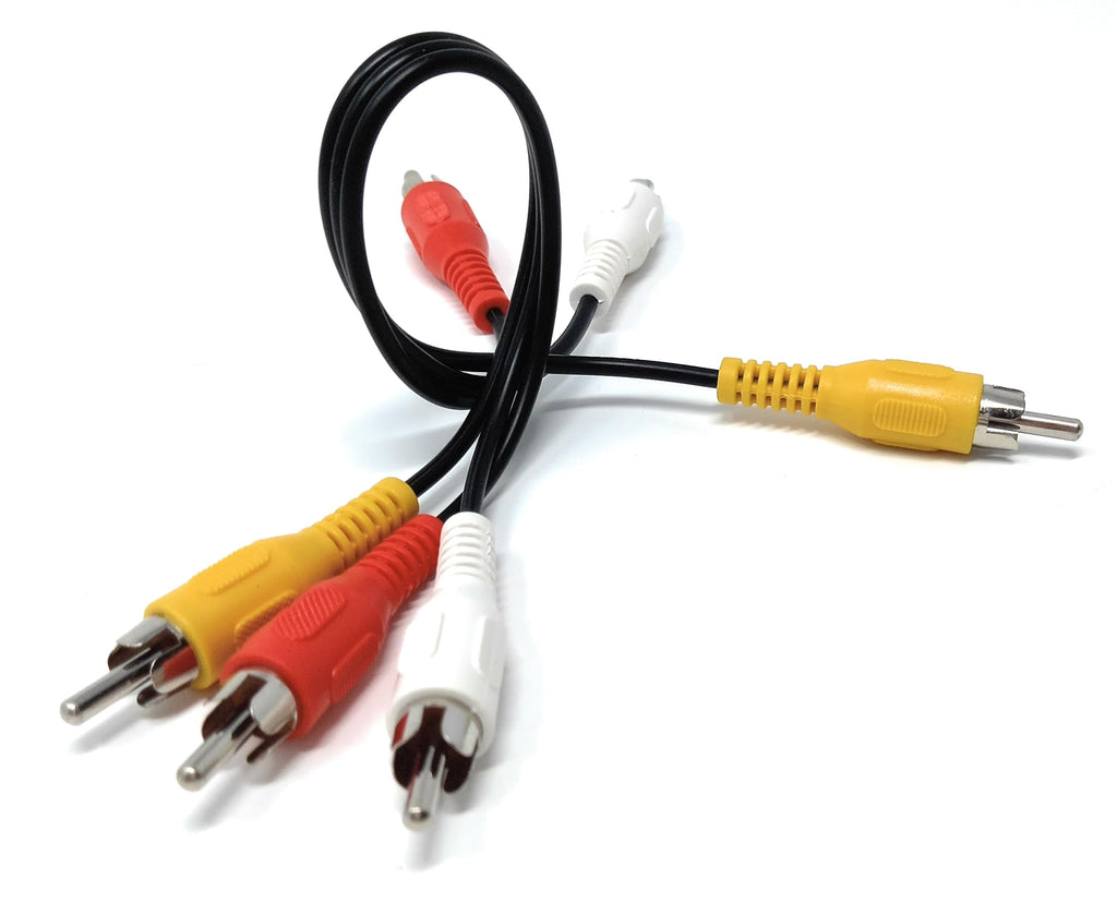 DRUT Triple 3 x RCA to RCA Phono Plugs to Plugs Composite, Audio Video Male to Male Cable Lead Nickel Contacts