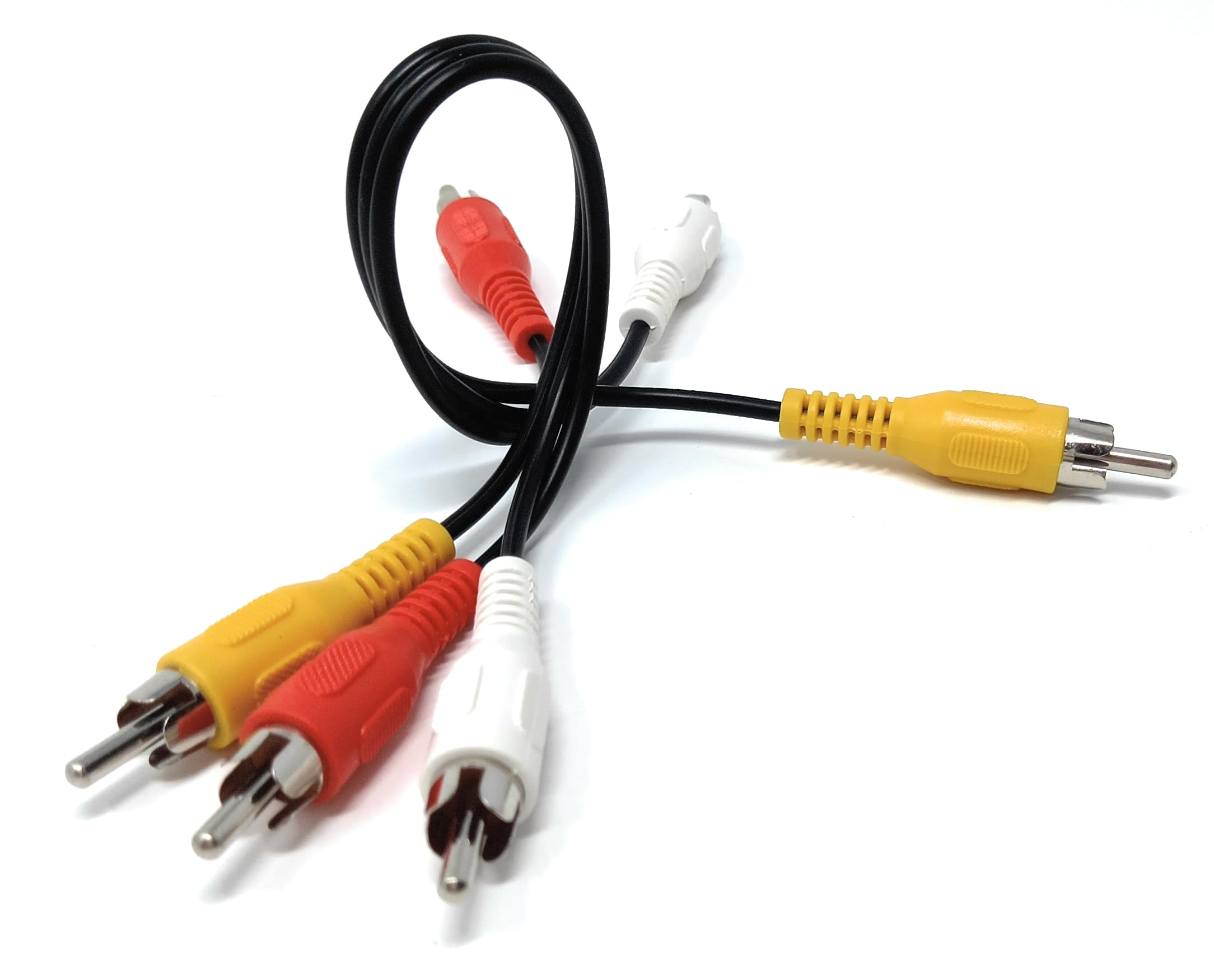 DRUT Triple 3 x RCA to RCA Phono Plugs to Plugs Composite, Audio Video Male to Male Cable Lead Nickel Contacts