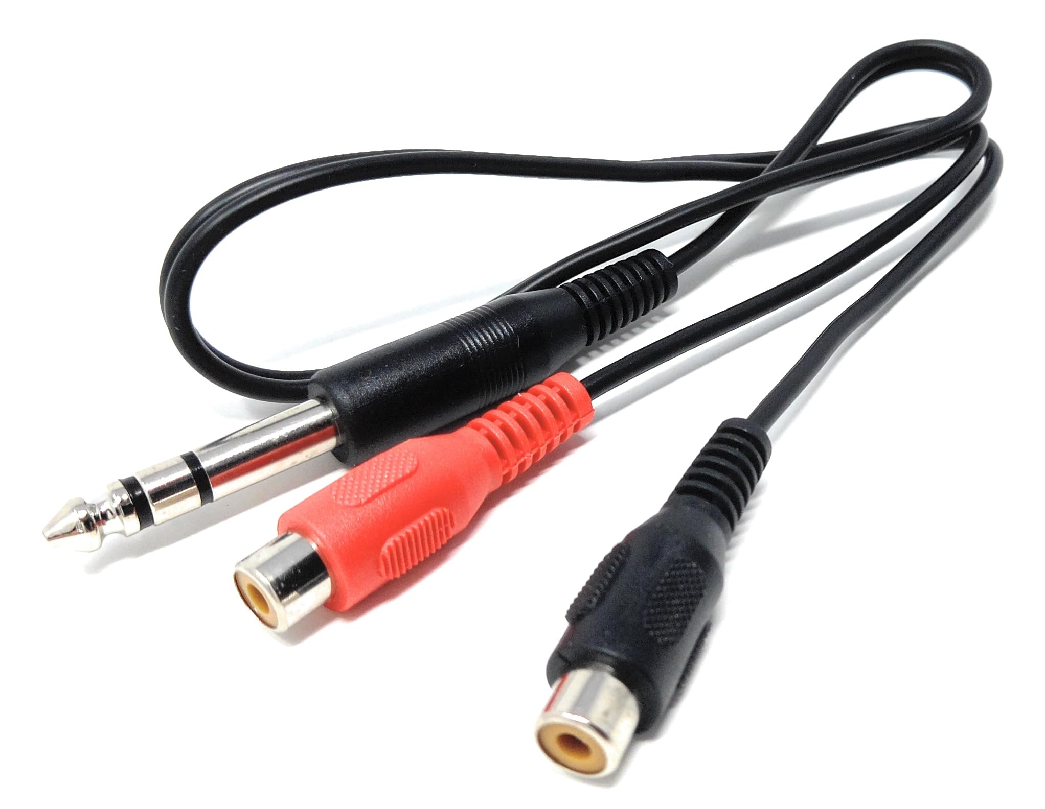 DRUT 6.35mm Stereo Jack Plug to Twin RCA Phono Sockets Male to Female Cable Adapter