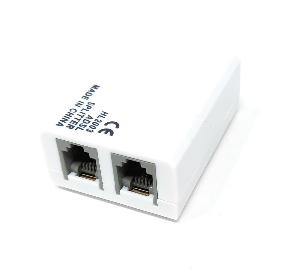 DRUT RJ11 Splitter Adapter – 1 Female to 2 Female RJ11 Ports, 6P4C ADSL Telephone Line Splitter for Landline Phone, Modem, Fax, DSL Devices