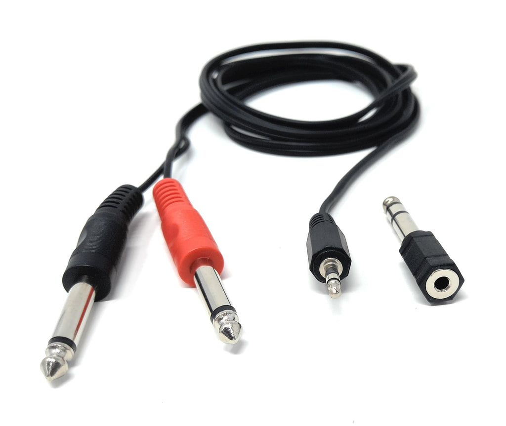 3.5mm Stereo Jack to Dual 6.35mm Mono Jack Cable – 2m Audio Splitter Lead with 3.5mm Socket to 6.35mm Stereo Jack Adapter – For Smartphones, Tablets, Mixers, Amps, Keyboards & Recording Equipment