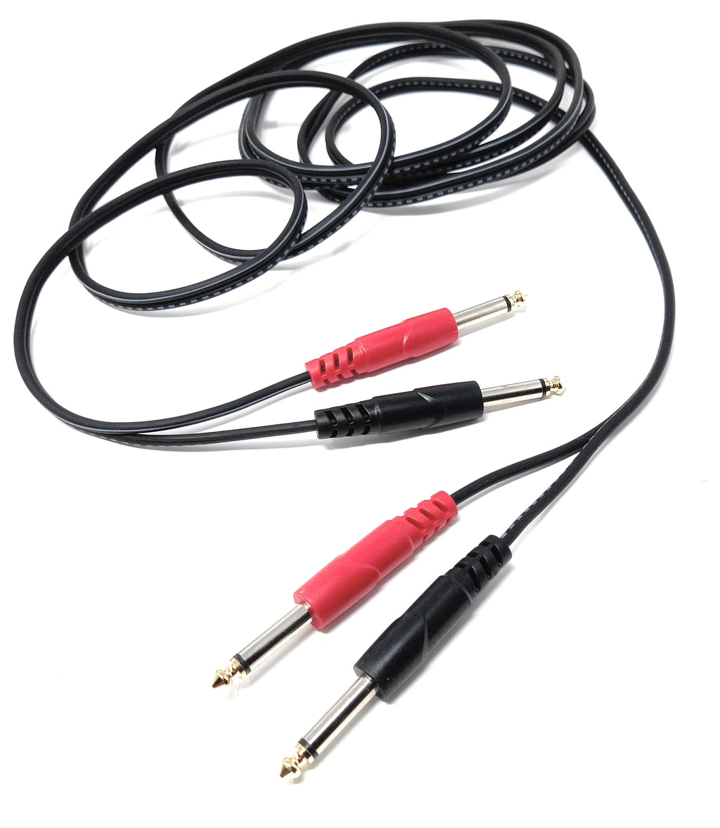 DRUT 2x 6.35mm (1/4") Mono Jack to 2x 6.35mm Mono TS Jack Audio Cable – Twin Signal Patch Lead for Mixers, Controllers, DJ & Audio Equipment, Gold Ends