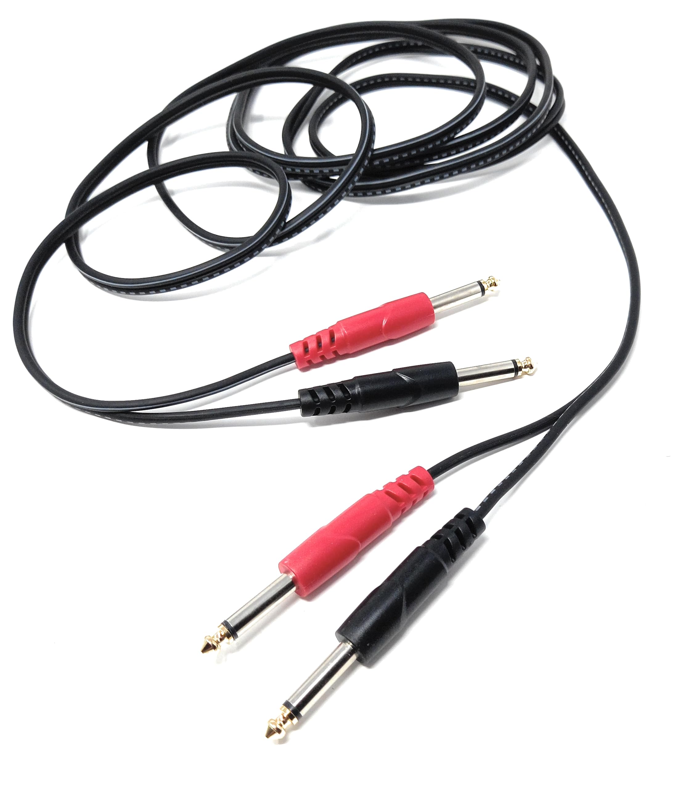 DRUT 2x 6.35mm (1/4") Mono Jack to 2x 6.35mm Mono TS Jack Audio Cable – Twin Signal Patch Lead for Mixers, Controllers, DJ & Audio Equipment, Gold Ends