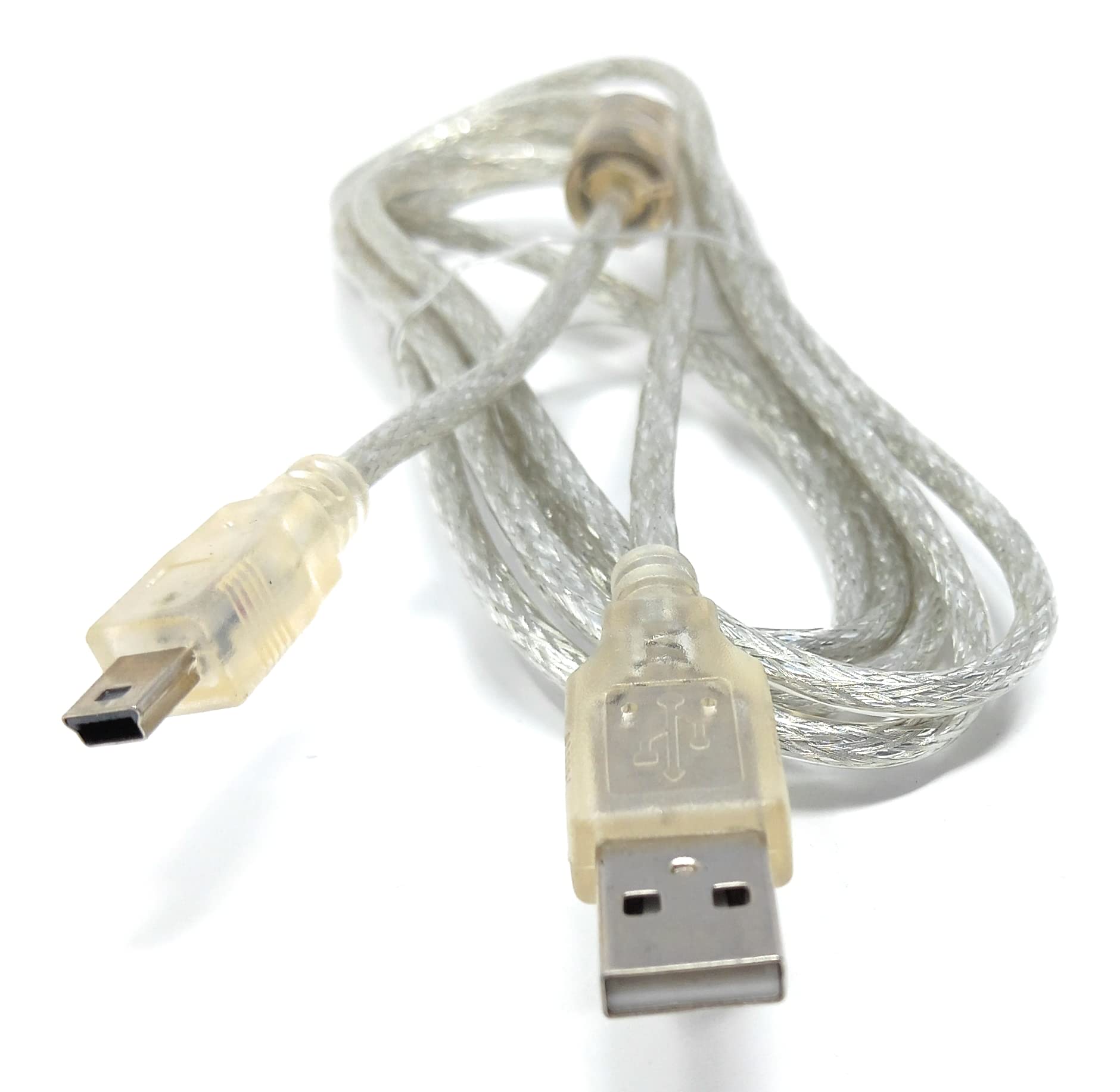 2m Mini USB to USB 24AWG 2.0 Hi-Speed 2.0 A-Male to Mini-B 5pin Cable Power & Data Lead 6,5ft Clear