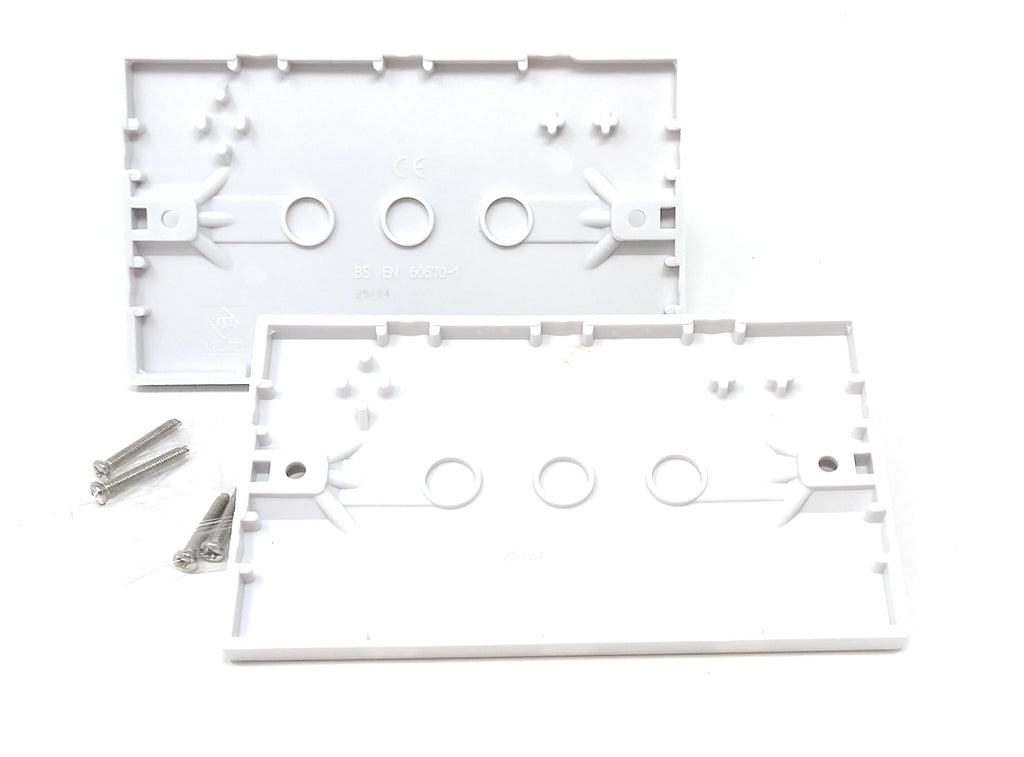 Dual, 2 Gang Blanking Plate Cover Faceplate for Electrical Sockets Back Box White, with Screws