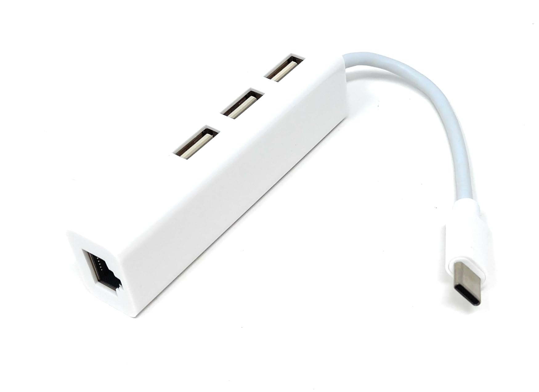 USB C Hub with 3 USB Ports and RJ45 Ethernet Adapter, Type-C to USB Splitter with LAN Port, High Speed Data Hub for Laptop, PC, Tablet & USB-C Devices 13cm
