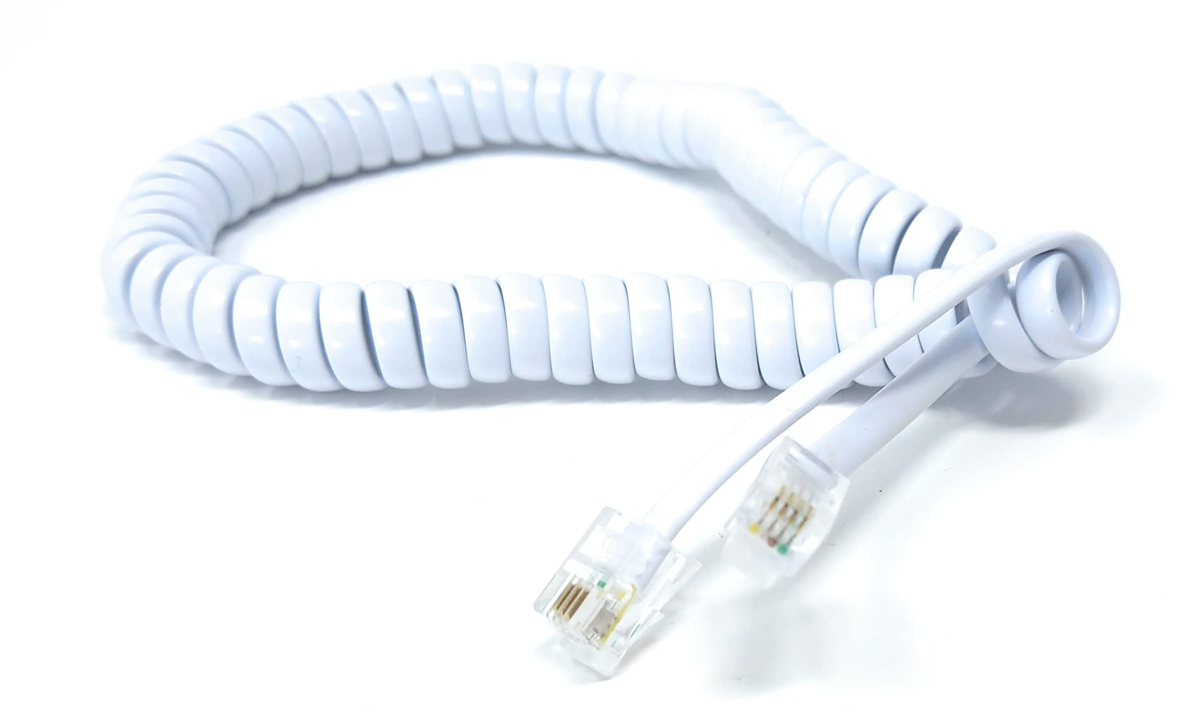 DRUT Coiled RJ10 RJ9 RJ22 4P4C 4 PIN Telephone Handset Curly Lead Cable