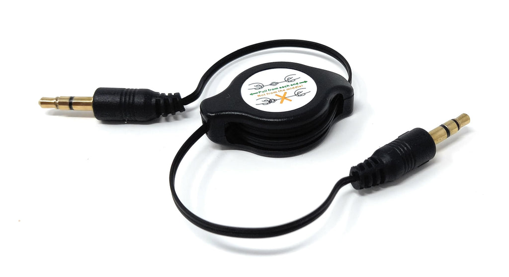 DRUT 3.5mm Retractable Male to Male Jack Stereo AUX Lead Audio Cable 0.8m Long