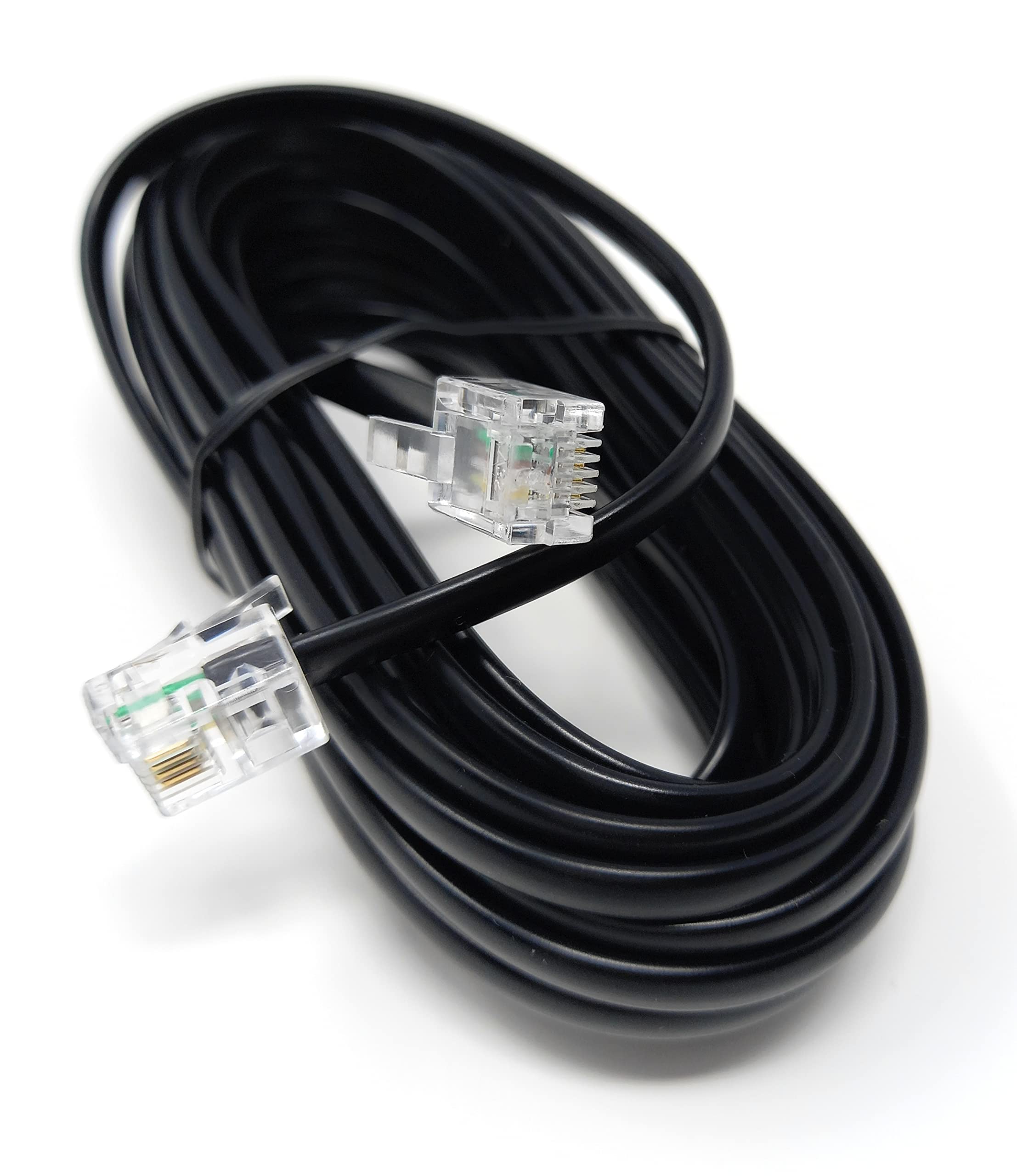 DRUT RJ11 to RJ11 Telephone Landline Cable ADSL (6P4C) Flat Lead High Speed BT Internet Broadband Male to Male Router, Modem, Phone Extension Wire