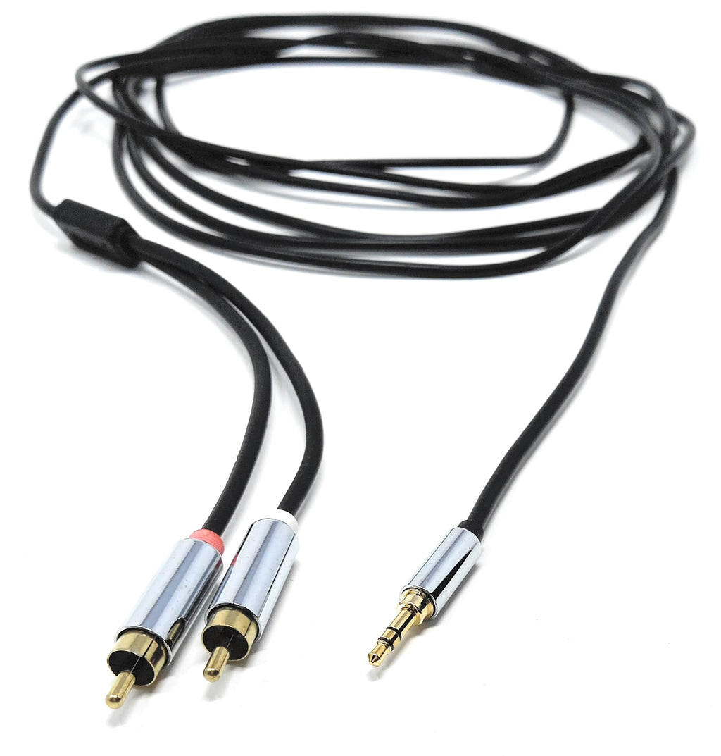 DRUT 3.5mm 1/8 Stereo Jack to 2 x RCA Phono Plugs, Auxiliary, Shielded Audio Cable, Gold Connectors